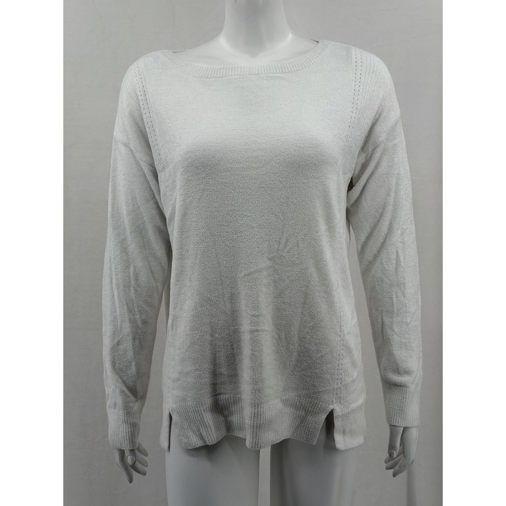 Barefoot Dreams Sweater Womens Medium White CozyChic Dockside Pullover Soft Knit